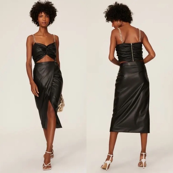 AMUR Amari Faux Leather Crop Top - Picture 1 of 10